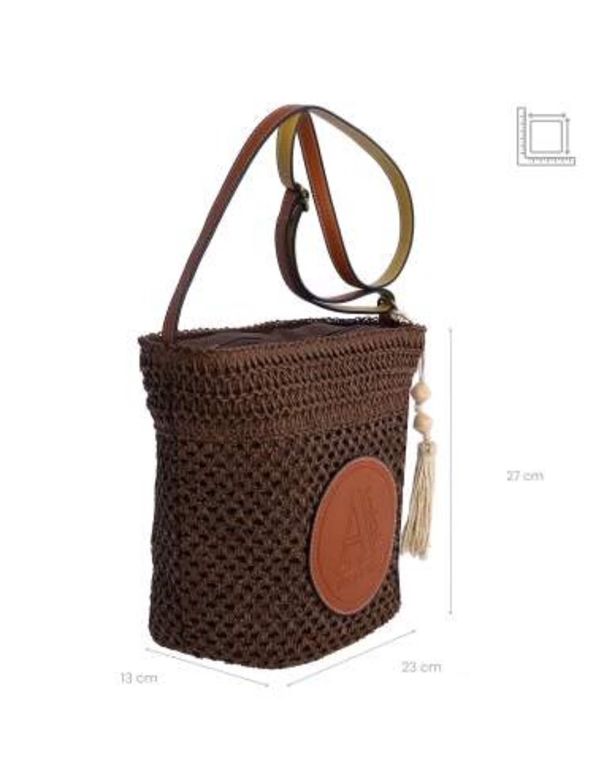 Bolso bandolera para mujer Calella de fibras naturales trenzadas con cremallera - 4