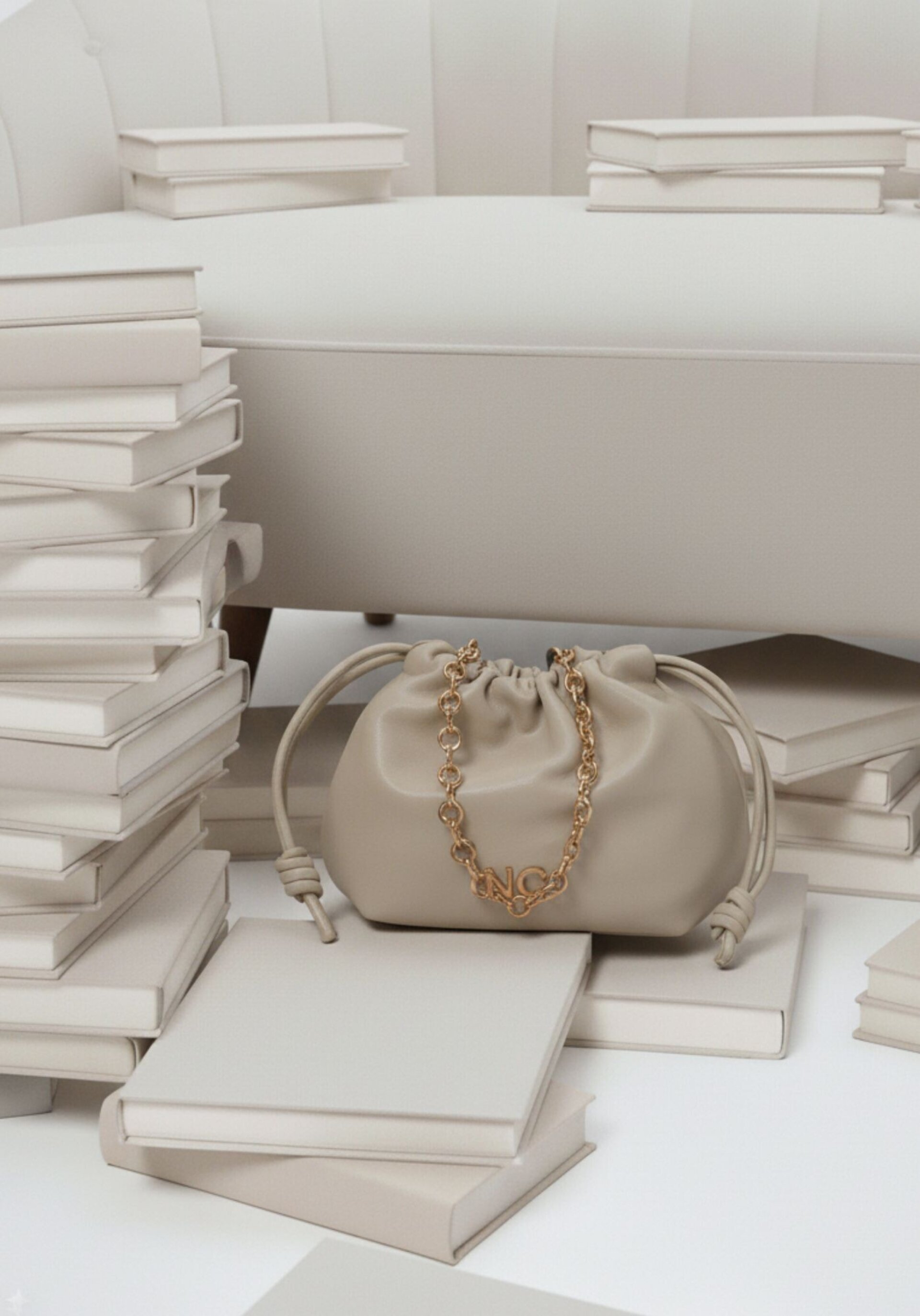 Mini saco cadena Noco beige - 1