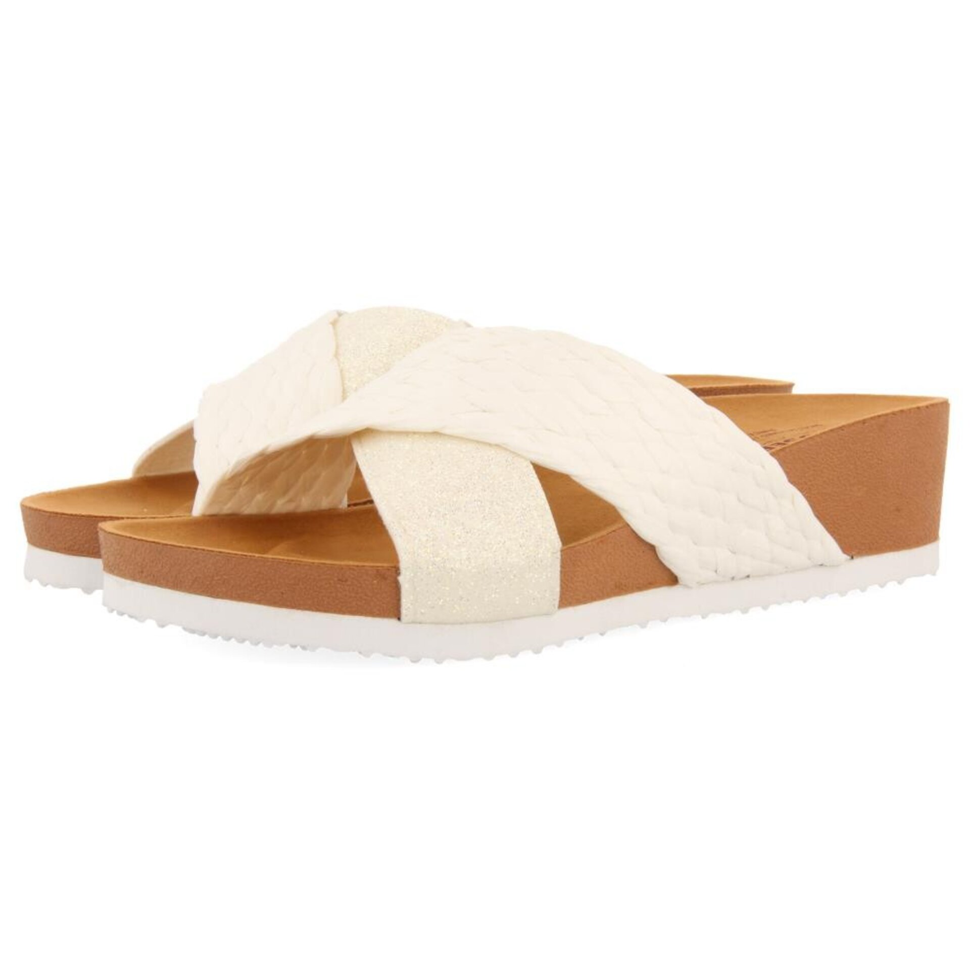 SANDALIAS CON CUÑA TIPO BIO Y TIRAS BLANCAS PARA MUJER GOULDS - 4