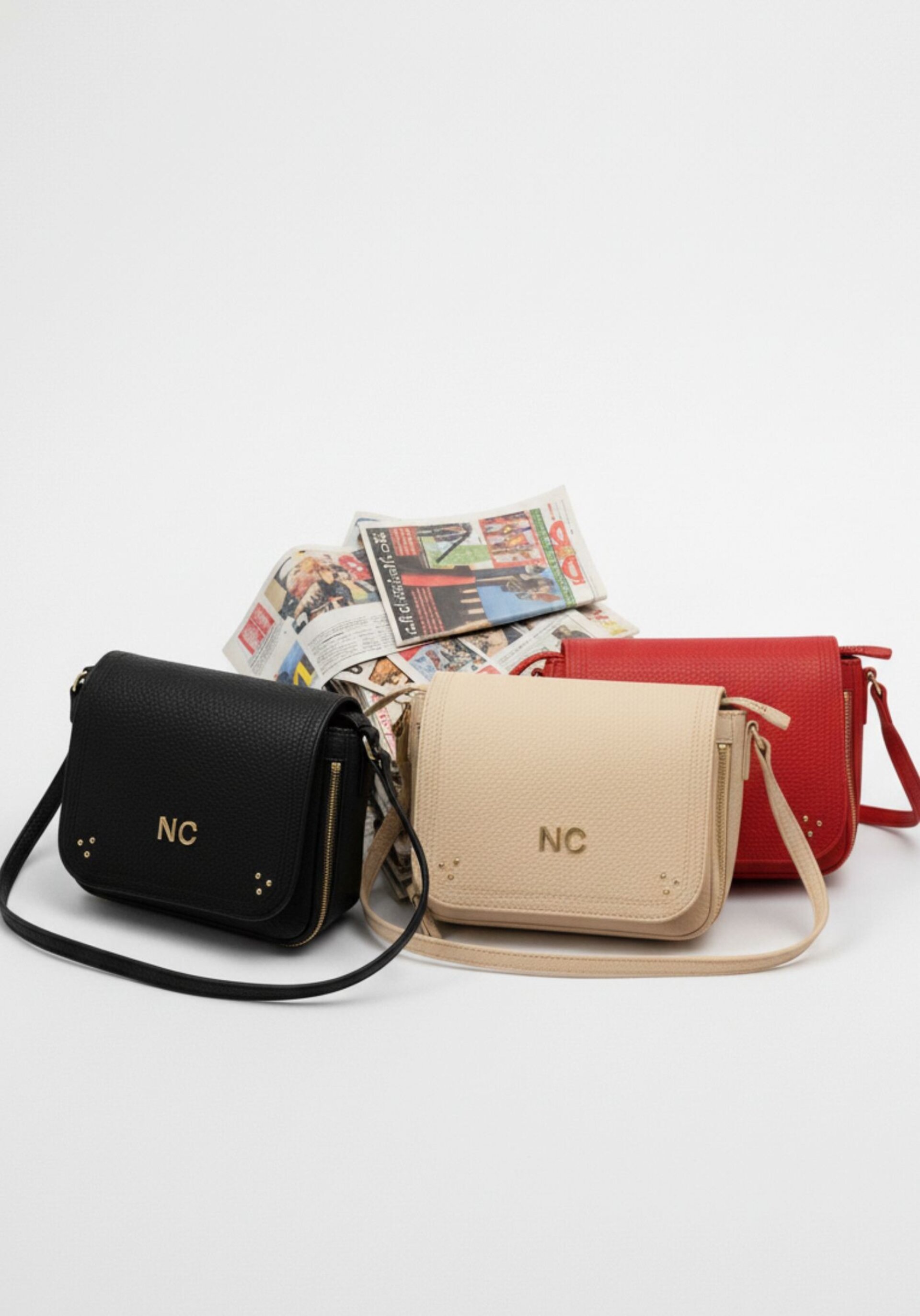 Bandolera piel vegana cremalleras Noco negro - 2