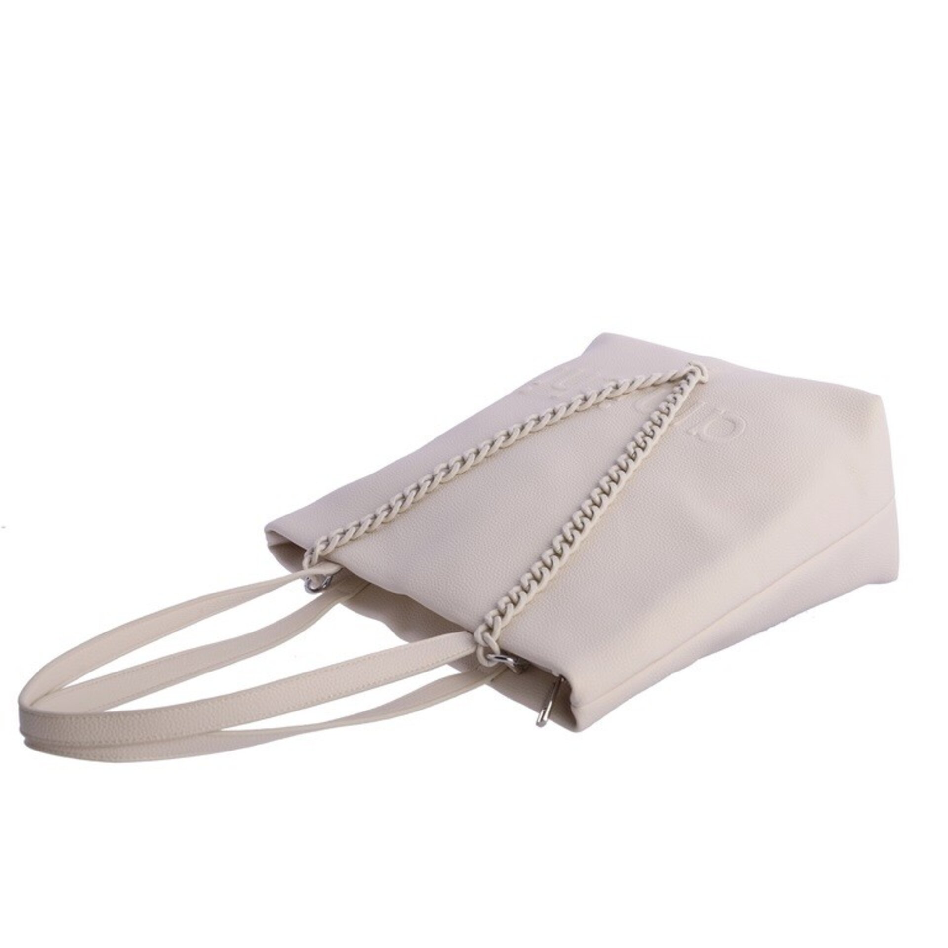Bolso shopper color marfil con detalle de cadena - 3