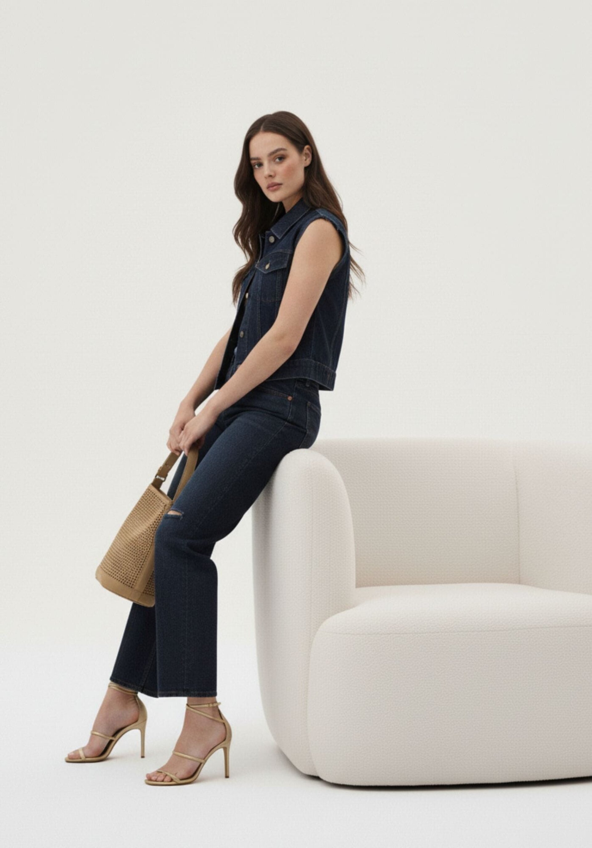 Bolso hobo antelina calada Noco camel - 1