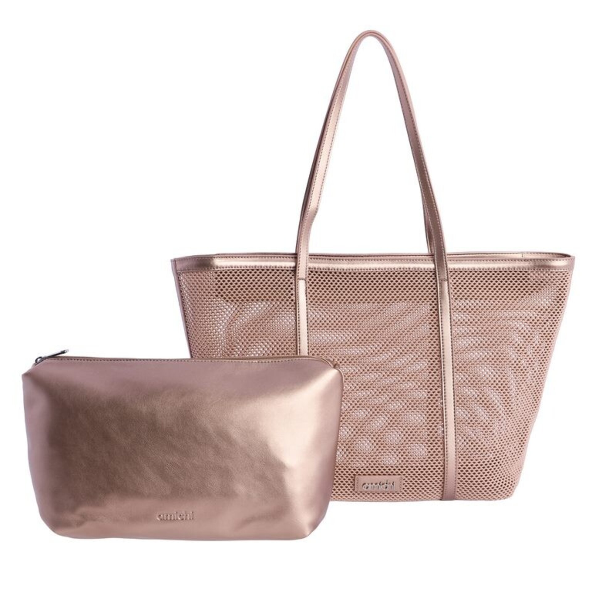 Bolso shopper grande color dorado envejecido - 2