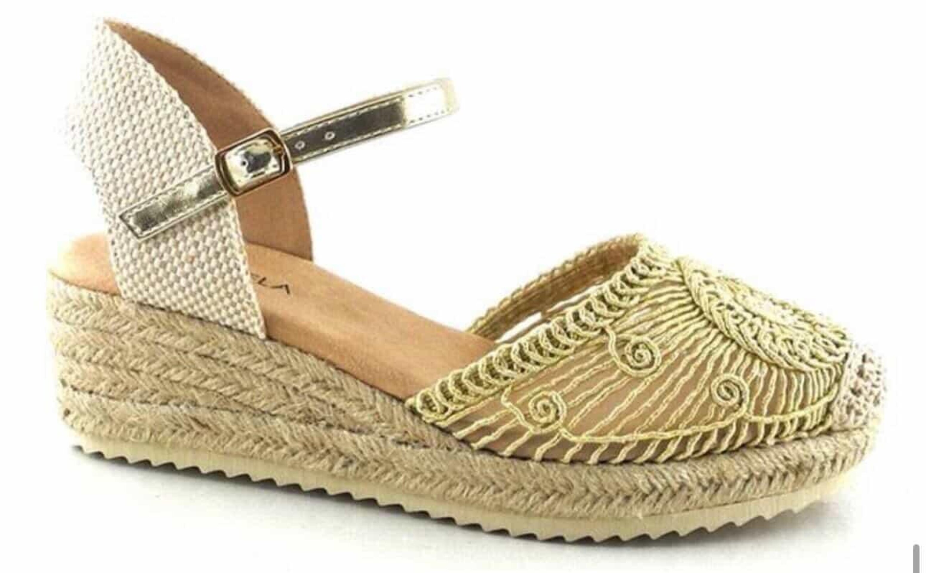 Alpargata platino cuña yute - 1