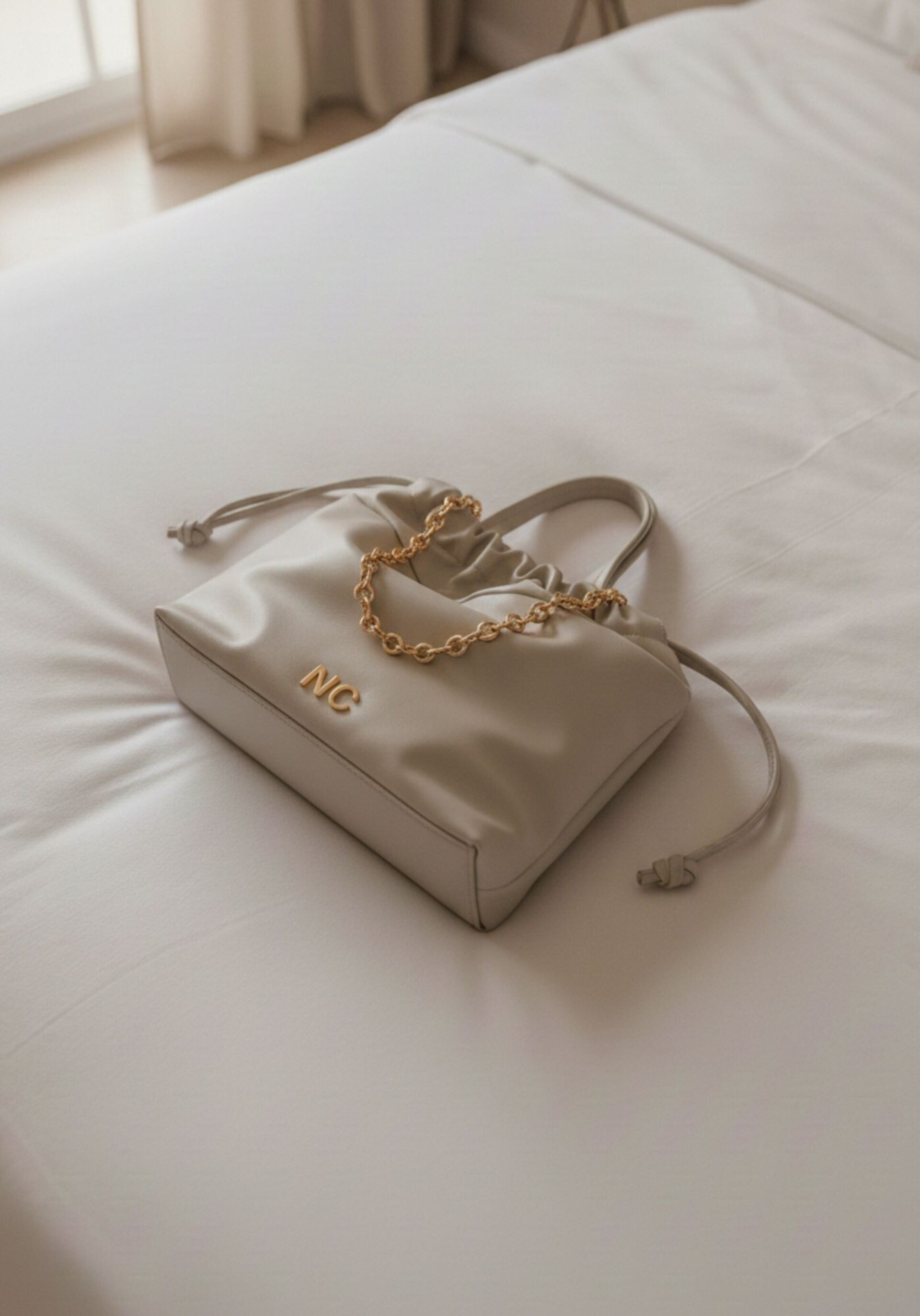 Bolso saco cadena Noco beige - 1