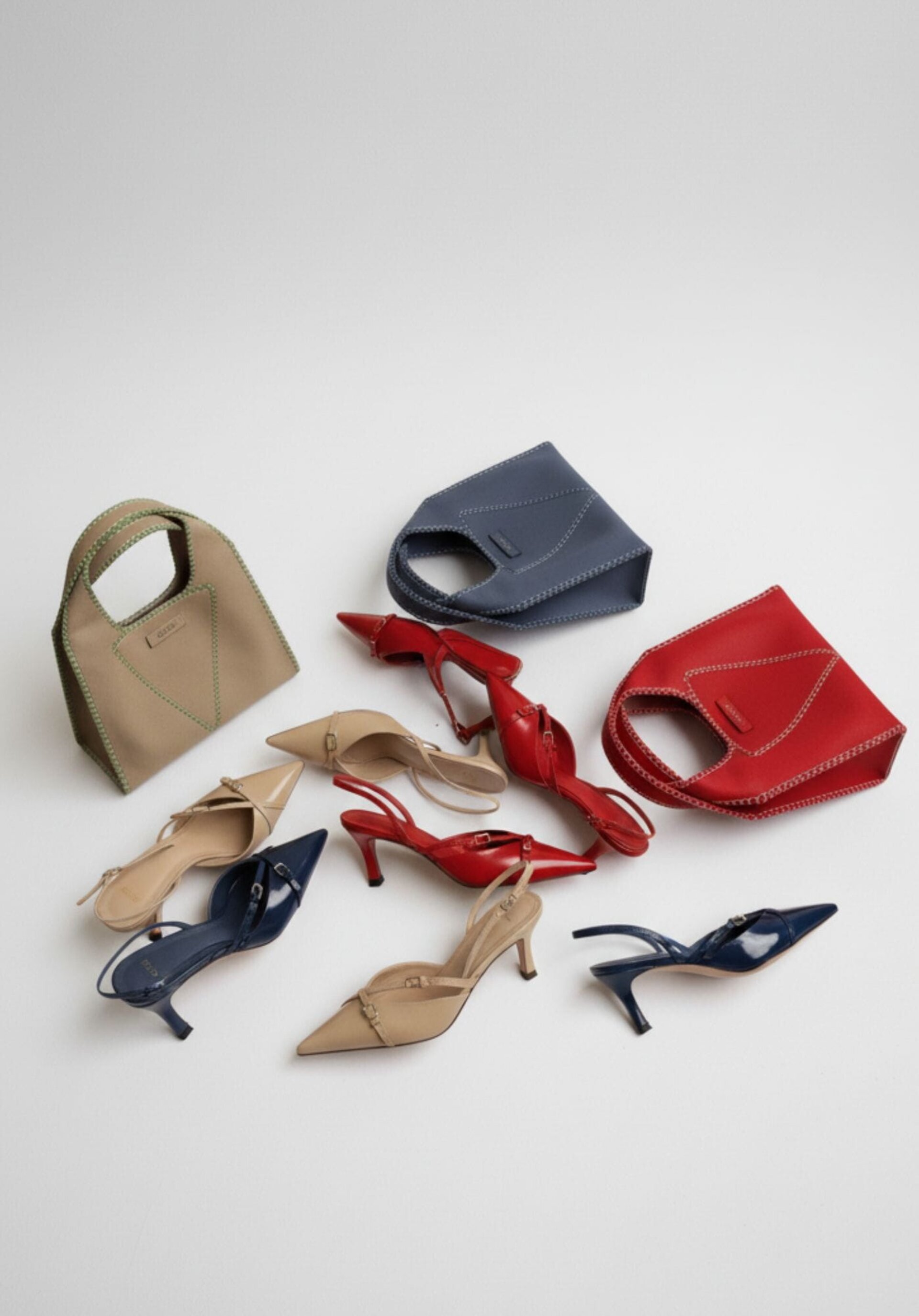 Bolso tote antelina pespuntes Noco rojo - 2