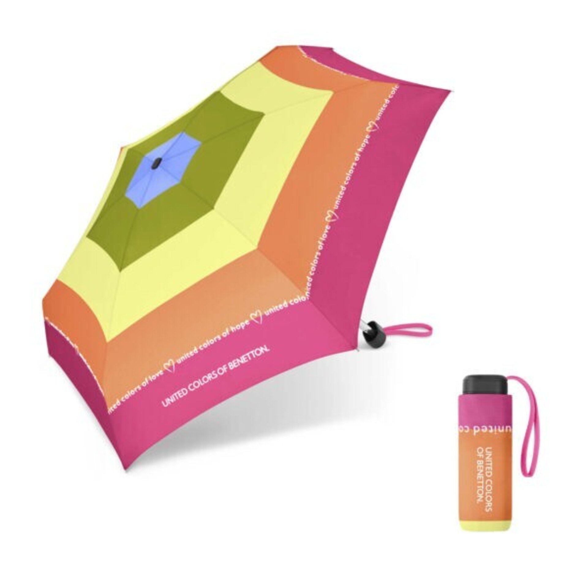 Paraguas Benetton Plegable Mini Manual Rainbow Text - 3