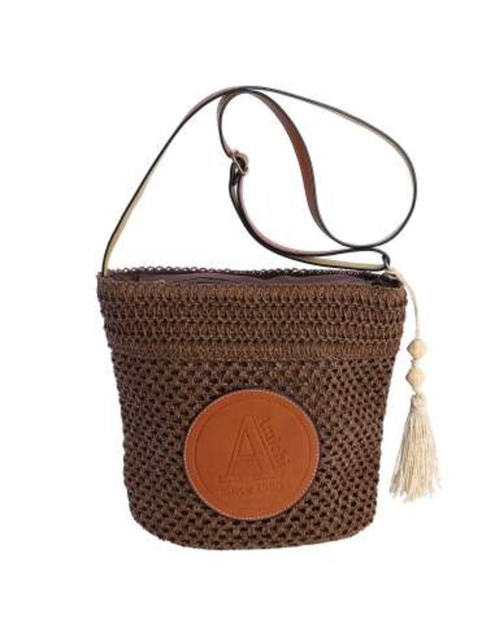Bolso bandolera para mujer Calella de fibras naturales trenzadas con cremallera - 1