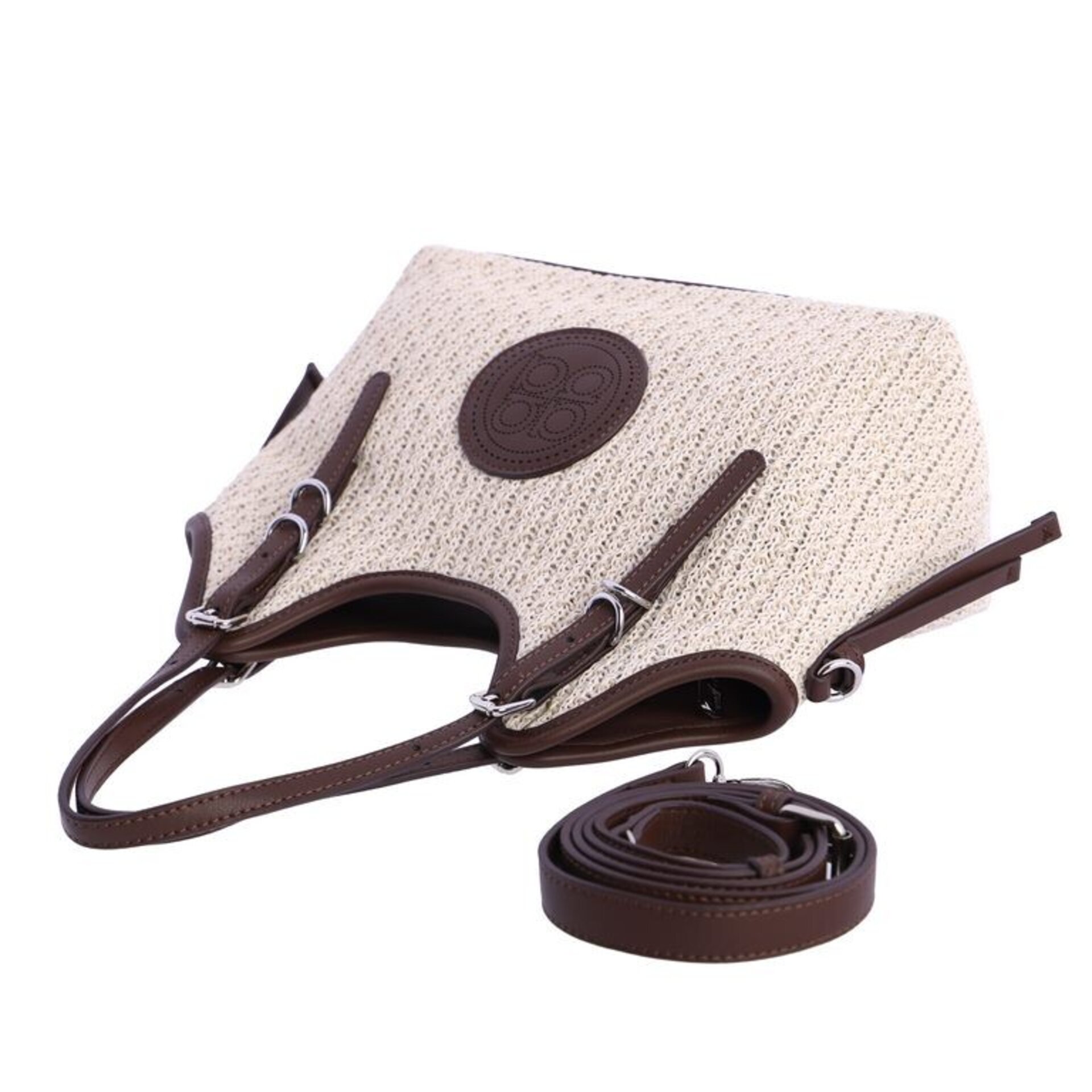 Bolso de mano tranzado color marfil - 2