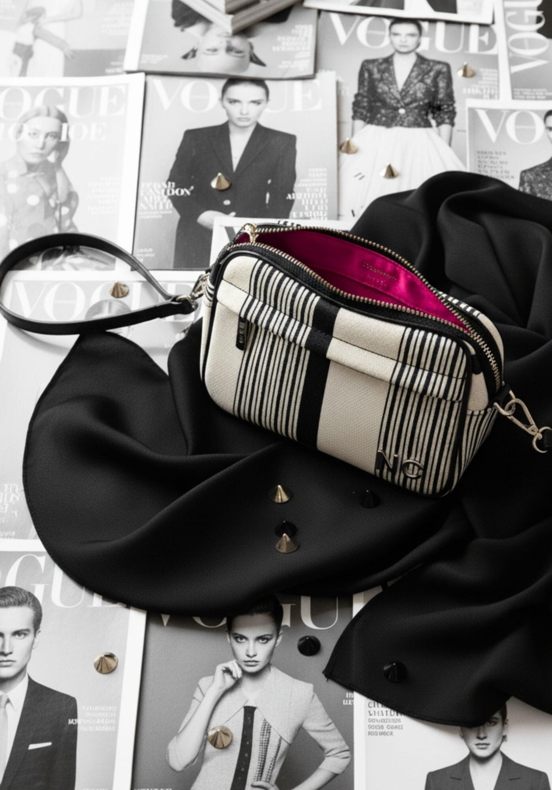 Bandolera tejido líneas B&W - 3